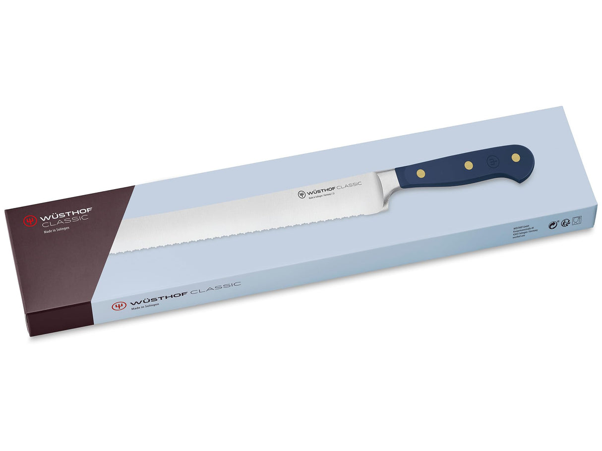 WÜSTHOF Classic cuchillo pan de 23 cm con doble dentado de precisión, Wild Blueberry (Azul)