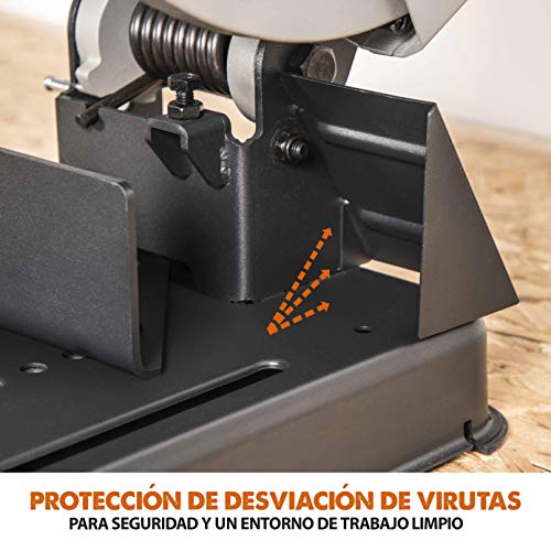 Evolution Power Tools - R355CPS Sierra tronzadora multimaterial, Corta acero dulce, aluminio, plástico, incluso madera con clavos incrustados, 355 mm