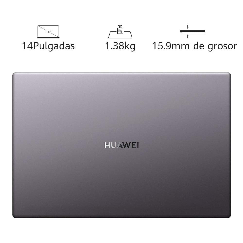 HUAWEI Matebook D14 - Ordenador Portátil Ultrafino de 14" FullHD (Intel Core i5-10210U, 16GB RAM, 512GB SSD, Intel UHD Graphics, Windows 10 Home) Space Grey - Teclado QWERTY Español