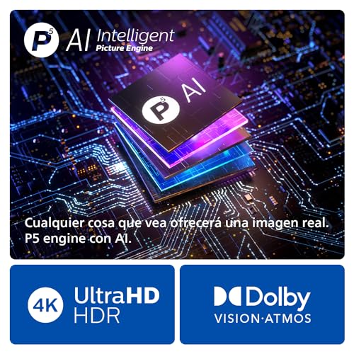 Philips Ambilight 48OLED819: Smart TV 4K OLED - Pantalla de 48 Pulgadas con P5 AI Picture, Google TV, Dolby Vision y Dolby Atmos Sound, Funciona con Alexa y Asistente de Google - Metal