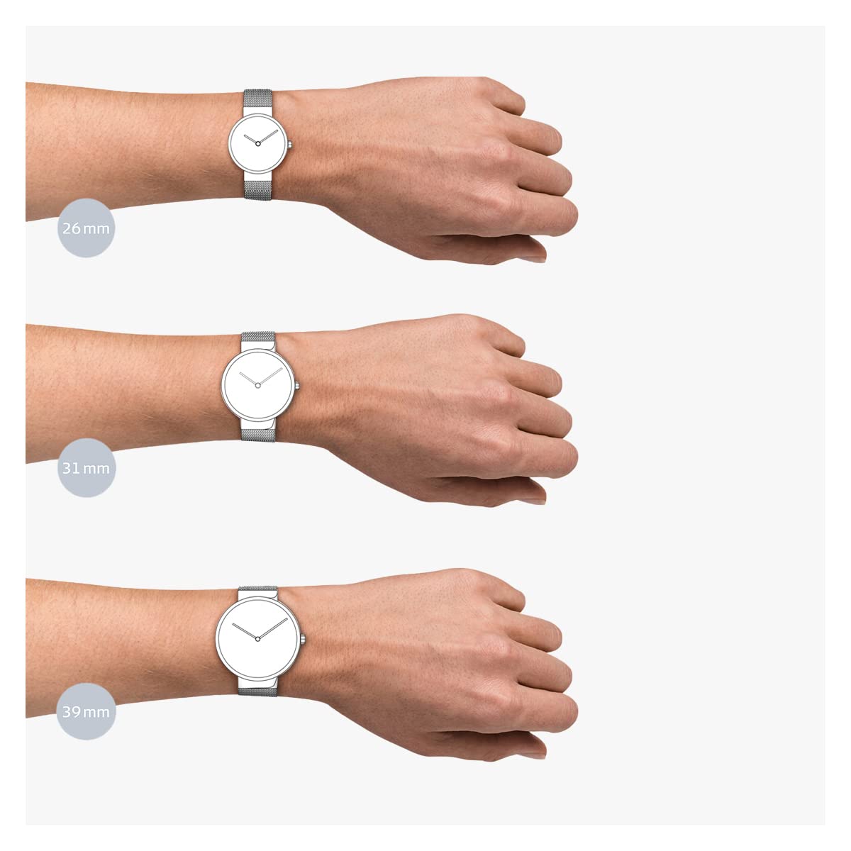 BERING 12934-000 Reloj de cuarzo para mujer con caja de acero inoxidable plateado de 34 mm y esfera plateada, correa milanesa, cristal de zafiro y resistencia al agua de 3 ATM