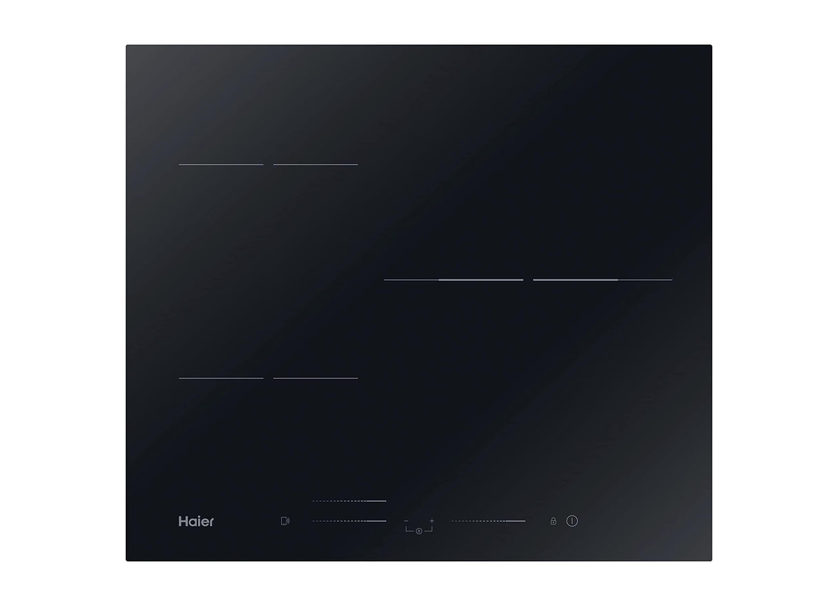 Haier Series 4 HAIDSJ63MC Placa de Inducción, 3 Fuegos, Ancho 60cm, Panel de control táctil Multislider, Conectividad WIFI, 9 niveles de potencia, Paellero Doble Corona, Potencia 7,1KW, Cristal Negro