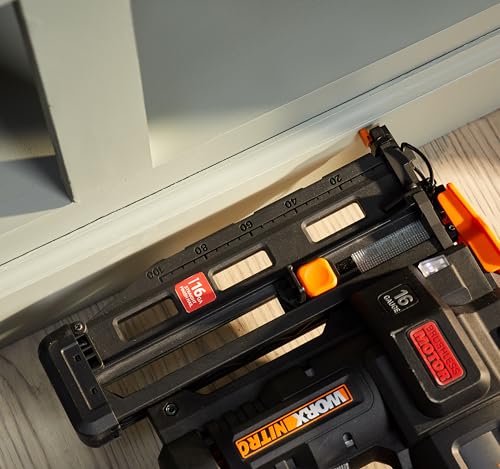 WORX WX841 Nitro – Clavadora eléctrica inalámbrica 20 V – 2 Ah – Tire hasta 80 clavos por minuto – Hasta 64 mm en la madera – Desbloqueo sin herramientas – (incluye batería y cargador| 200 clavos