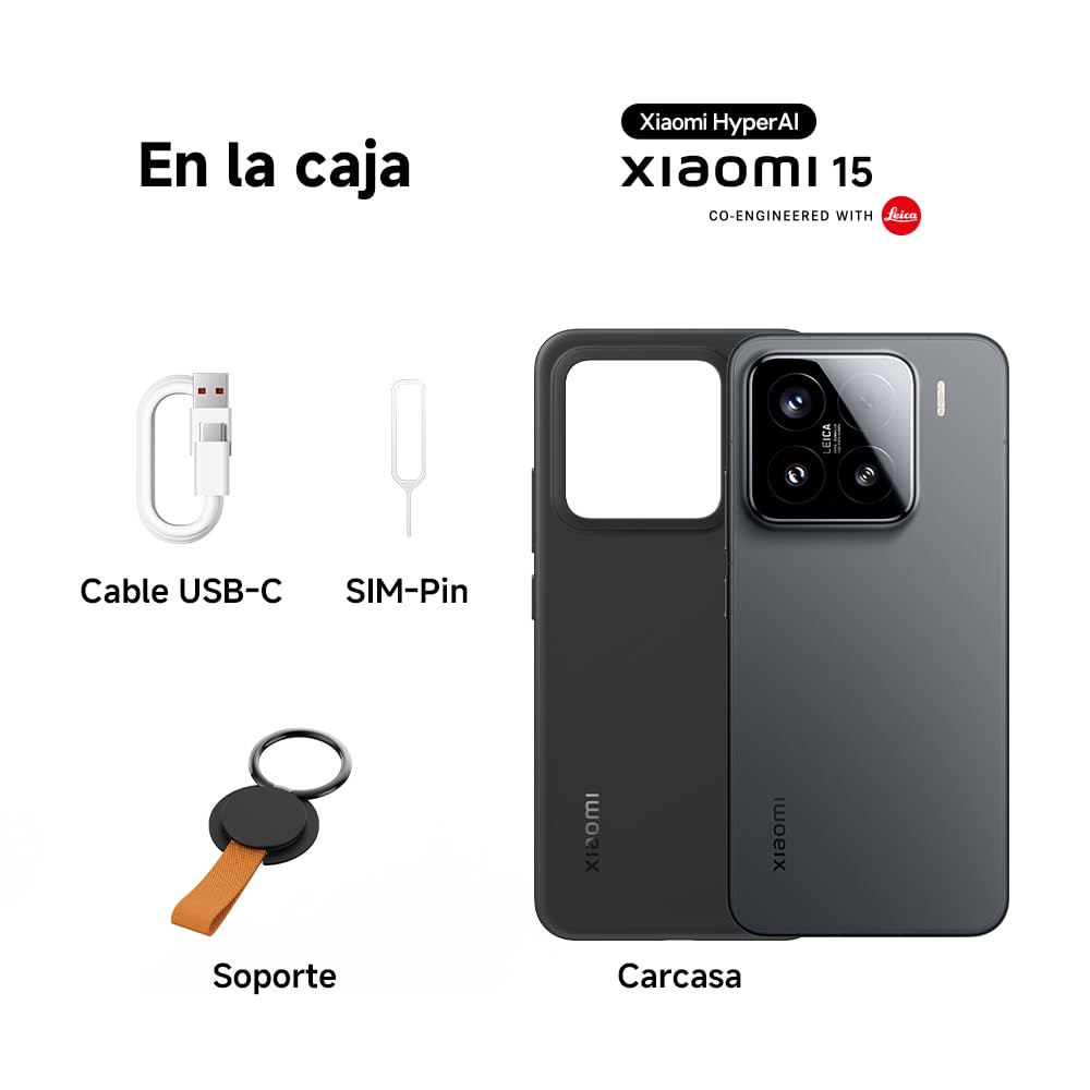 Xiaomi 15 - Smartphone de 12+512GB, Lente óptica Leica Summilux, Snapdragon 8 Elite, Pantalla AMOLED CrystalRes de 6,36" de 120 Hz, HyperCharge de 90W, Cargador no Incluido, Blanco (Versión ES)