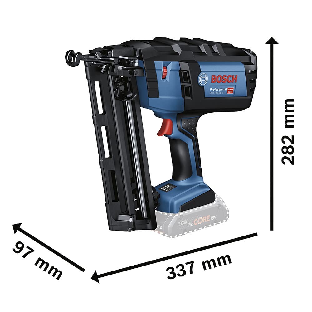 Bosch Professional 18V System GNH 18V-64 M - Clavadora a batería (Ø máx. 1,6 mm, clavos 32/64 mm, modo contínuo, sin batería, en caja)