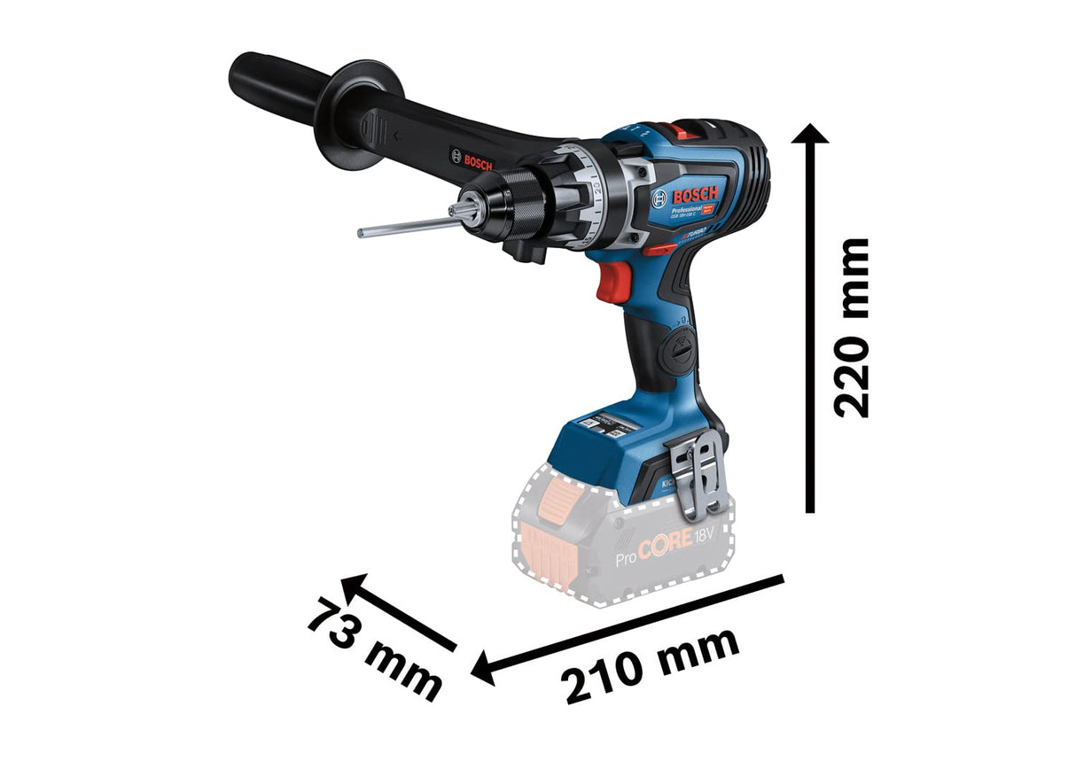 Bosch Professional BITURBO GSB 18V-150 C - Taladro percutor a batería (18V, 150 Nm, 2200 rpm, conectable, sin batería, en L-BOXX), Azul, solo