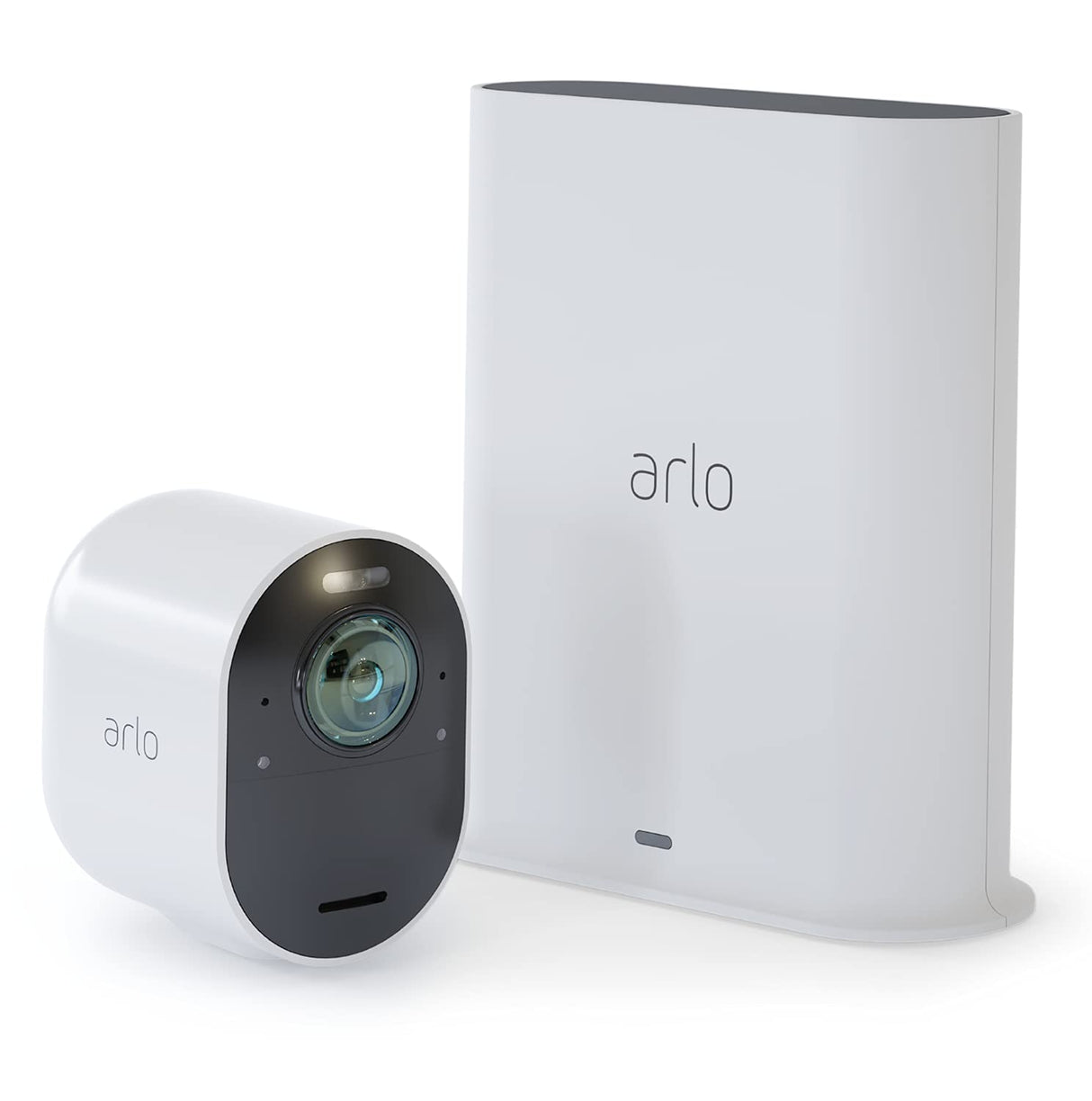 Arlo Ultra, cámara de vigilancia wifi 4K y SmartHub, faro y alarma integrados, detector de movimiento, visión nocturna en color, audio bidireccional, Prueba Arlo Secure Incluida , Blanco