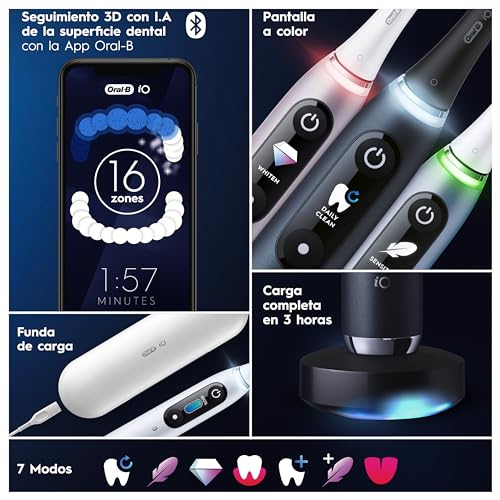 Oral-B iO 9 Oral-B iO 9 Pack Doble, Cepillo de Dientes Eléctrico Negro y Rosa, con 3 Cabezales y 1 Estuche Cargador de Viaje, Diseñado por Braun, Diseñado Por Braun