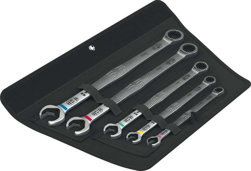 Wera 6007 Joker 5 Set 1 Juego de llaves carraca combinadas de boca y anillo, 5 piezas
