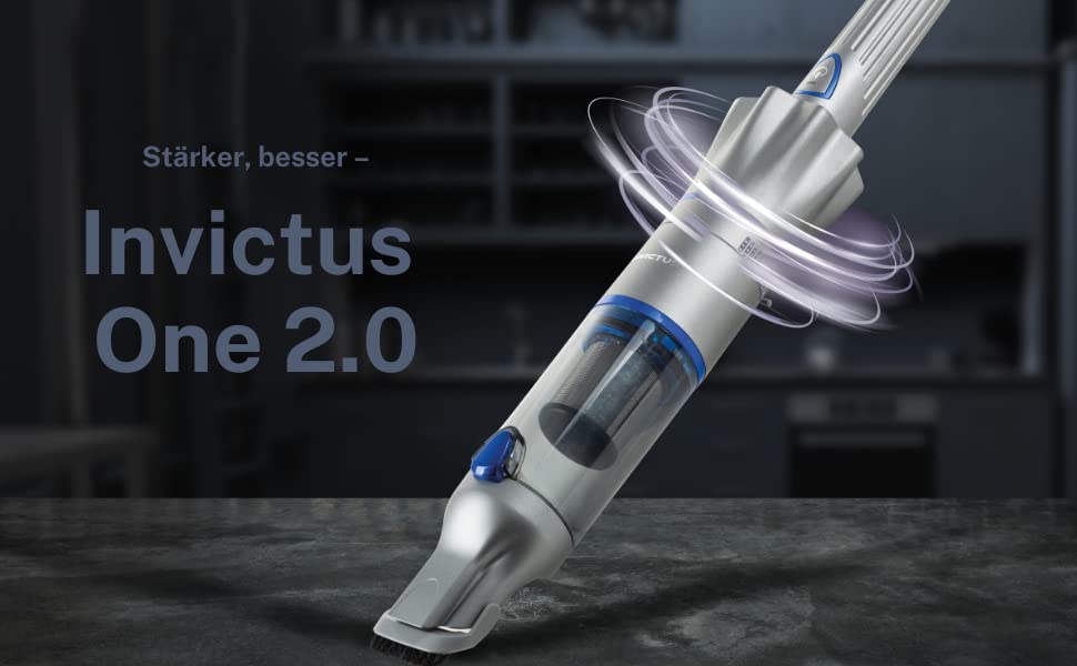 Genius Invictus One 2.0-Aspiradora de Mano y Suelo (12 Piezas, sin Bolsa e inalámbrica, 13000 PA, 2 filtros HEPA, batería de Iones de Litio, Juego de cepillos adicionales), Color Azul