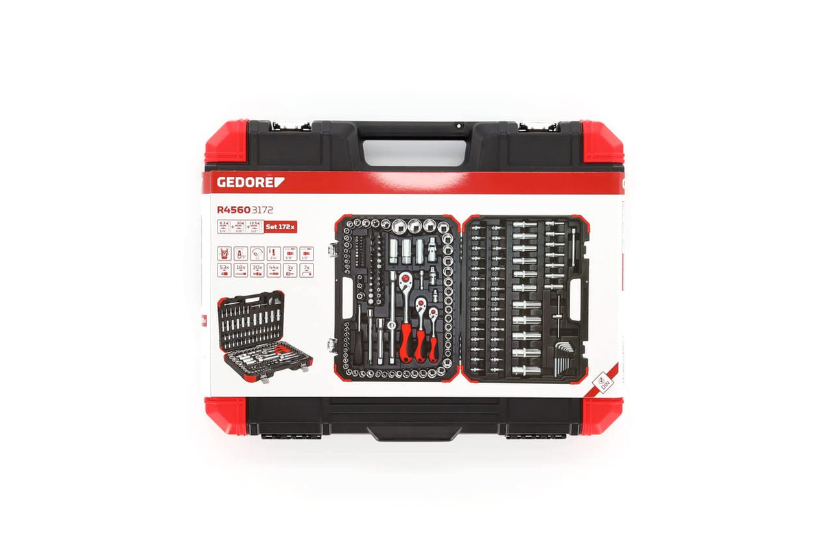 GEDORE red R45603172 - Maleta con 172 herrmientas 1/4" - 3/8" - 1/2"