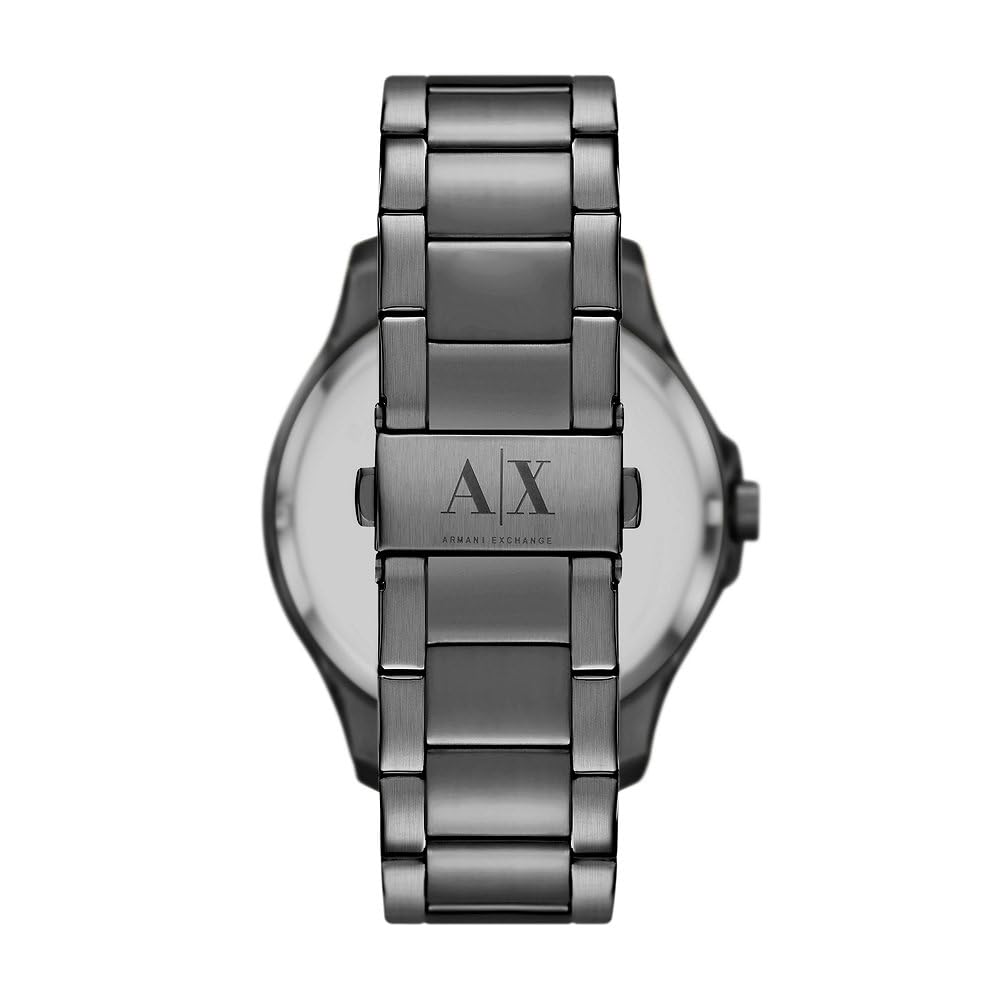 Armani Exchange Reloj para hombre de acero inoxidable en tono plomizo con cronógrafo, AX2454, Gris oscuro y negro
