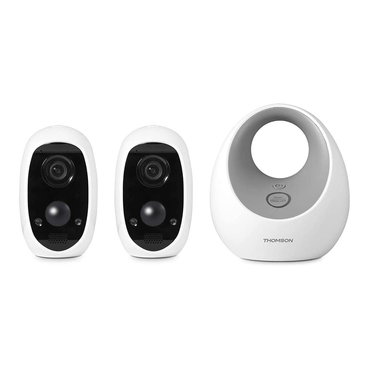 Thomson Seguridad 512504 batería Interior/Exterior, Paquete de Seguridad con 2 cámaras 1080P