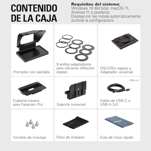 Elgato Prompter – Teleprompter con pantalla incorporada, YouTube, Twitch, Zoom, Teams y más, compatible con DSLR, Webcam, Smartphone, segundo monitor, funciona con Mac, PC & Stream Deck