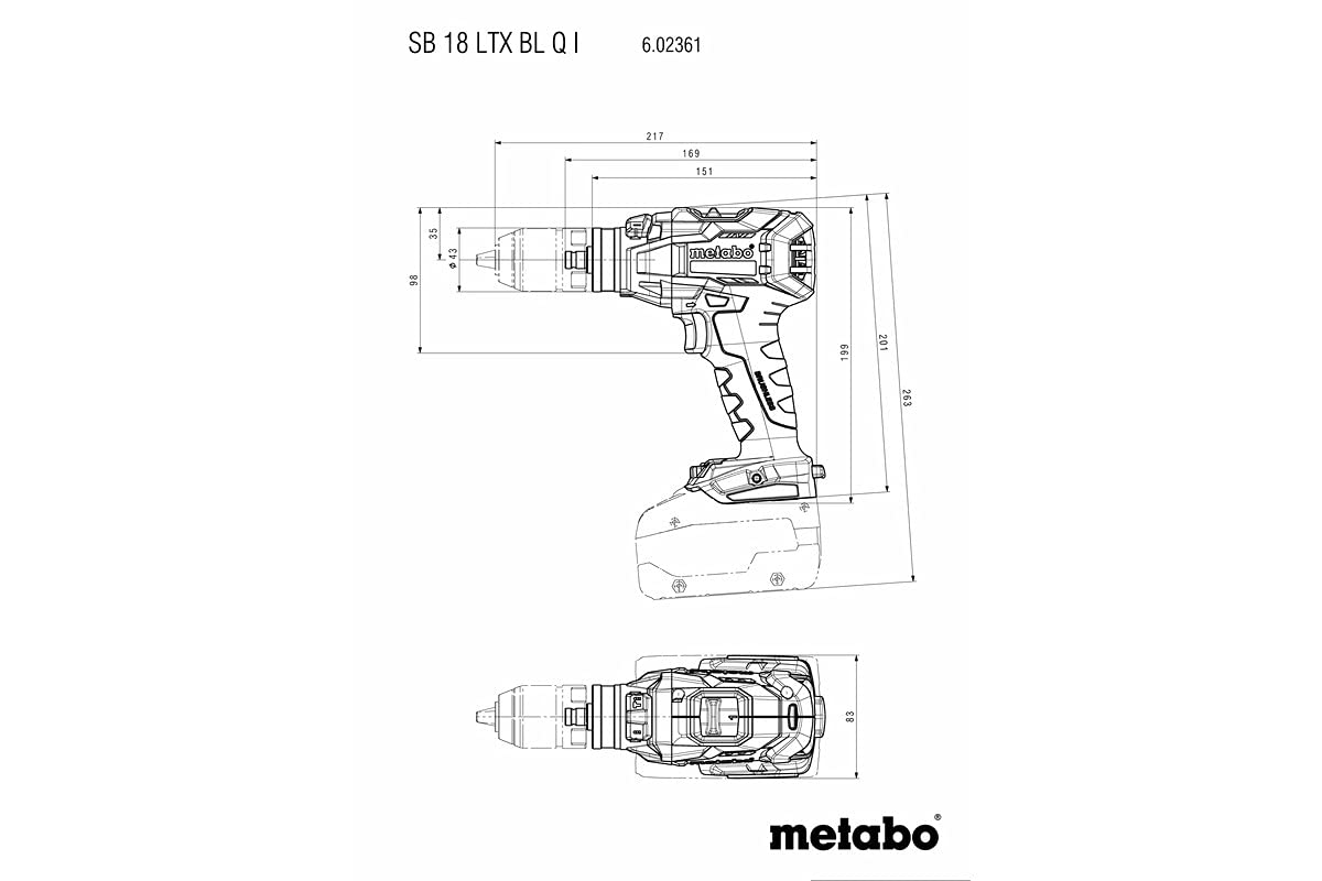 Metabo SB 18 LTX BL Q I 602361660 - Taladro atornillador de impacto inalámbrico (18 V, 2 cargadores LiHD, incluye maletín de plástico)
