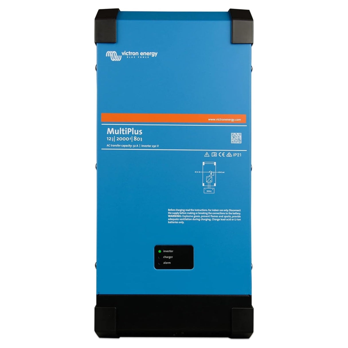 Victron Energy MultiPlus 2000VA 12-Voltios 230V Inversor de Onda sinusoidal Pura 80 amperios Cargador de batería