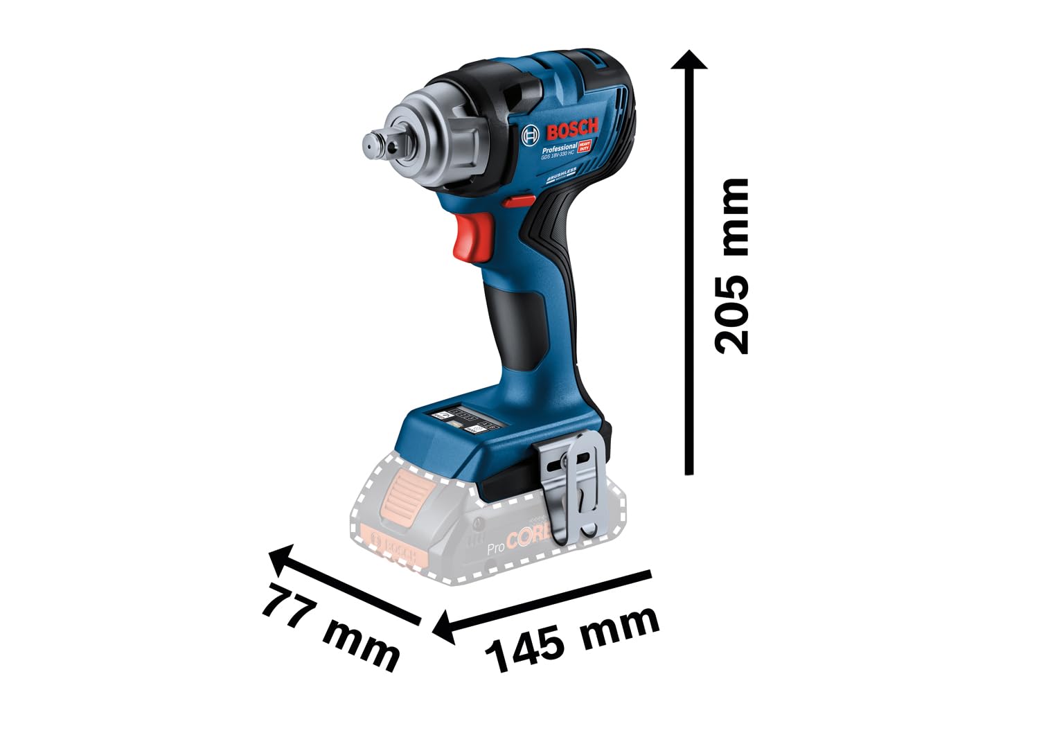 Bosch Professional 18V System atornillador de impacto a batería GDS 18V-330 HC(par apriete 330 Nm y par arranque 560 Nm,2 bat ProCORE de 4,0Ah, cargador,1 módulo Bluetooth,L-BOXX)
