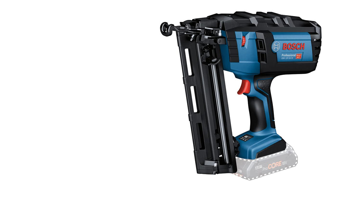 Bosch Professional 18V System GNH 18V-64 M - Clavadora a batería para madera (Ø máx. 1,6 mm, clavos 32/64 mm, modo contínuo, 2 baterías ProCORE x 4.0Ah, en L-BOXX)