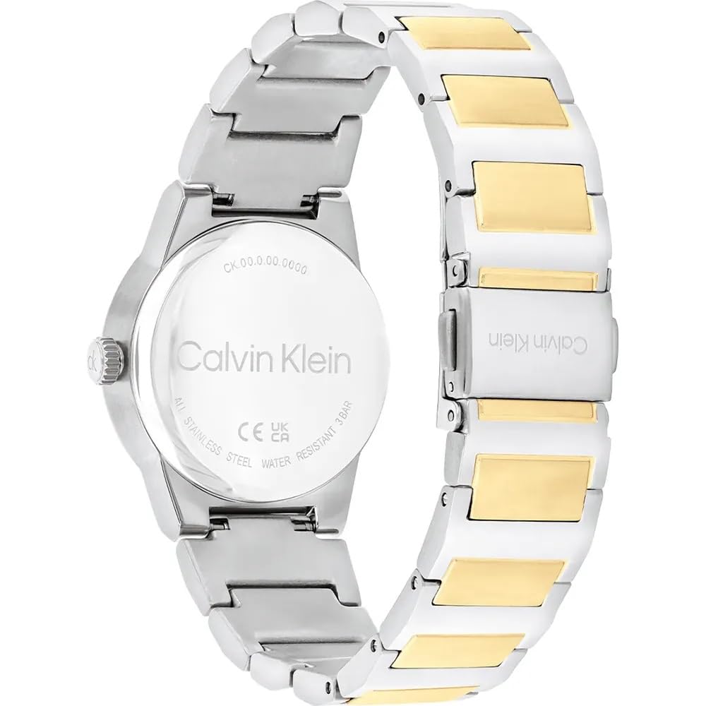 Calvin Klein Reloj Mujer 25100113 Linear Elegance – Cuarzo, Caja de Acero Inoxidable 32 mm, Brazalete Metálico, Cristal Mineral, 3 ATM