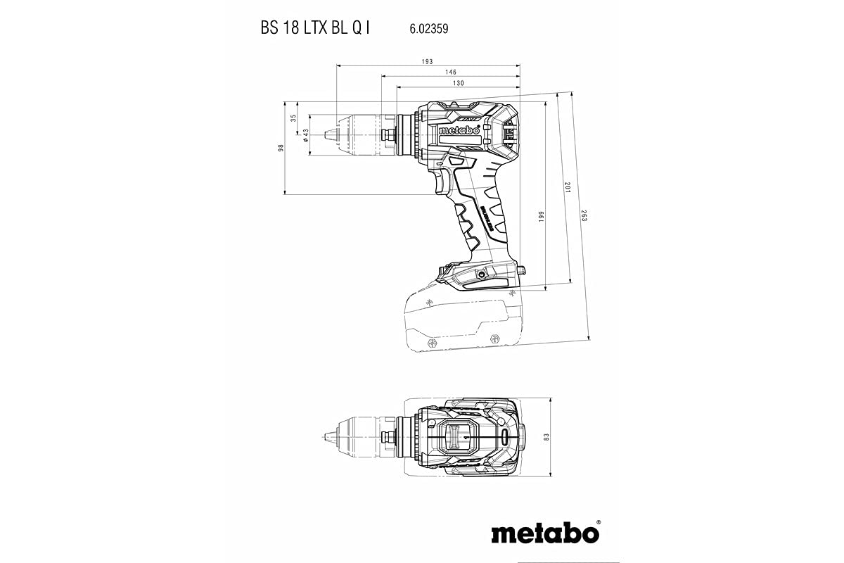 Metabo BS 18 LTX BL Q I 602359660 - Taladro atornillador inalámbrico (18 V, 2 cargadores LiHD, incluye maletín de plástico)
