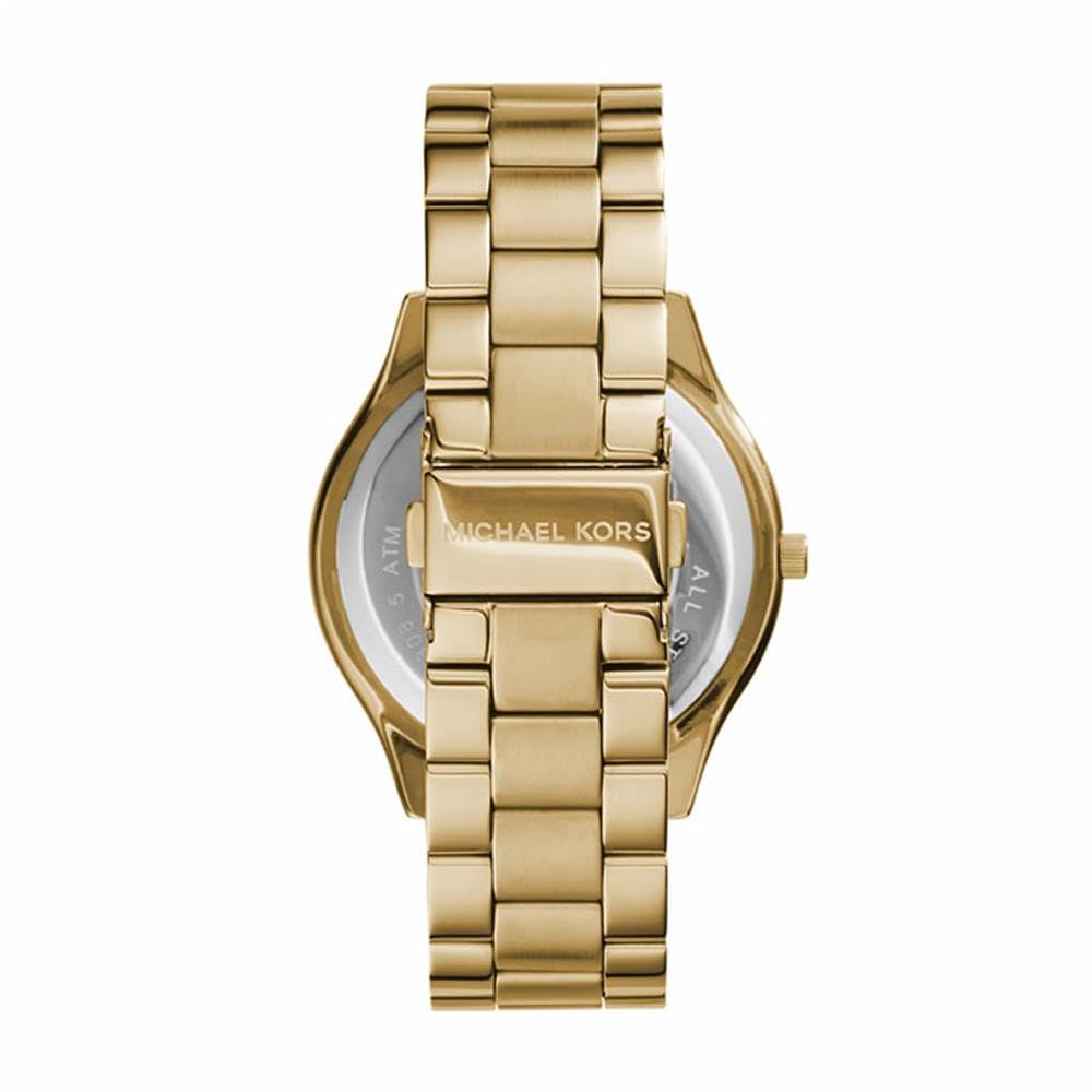 Michael Kors - Slim Runway Three Hand con Correa de Acero Inoxidable en Tono Dorado para Mujer MK3179