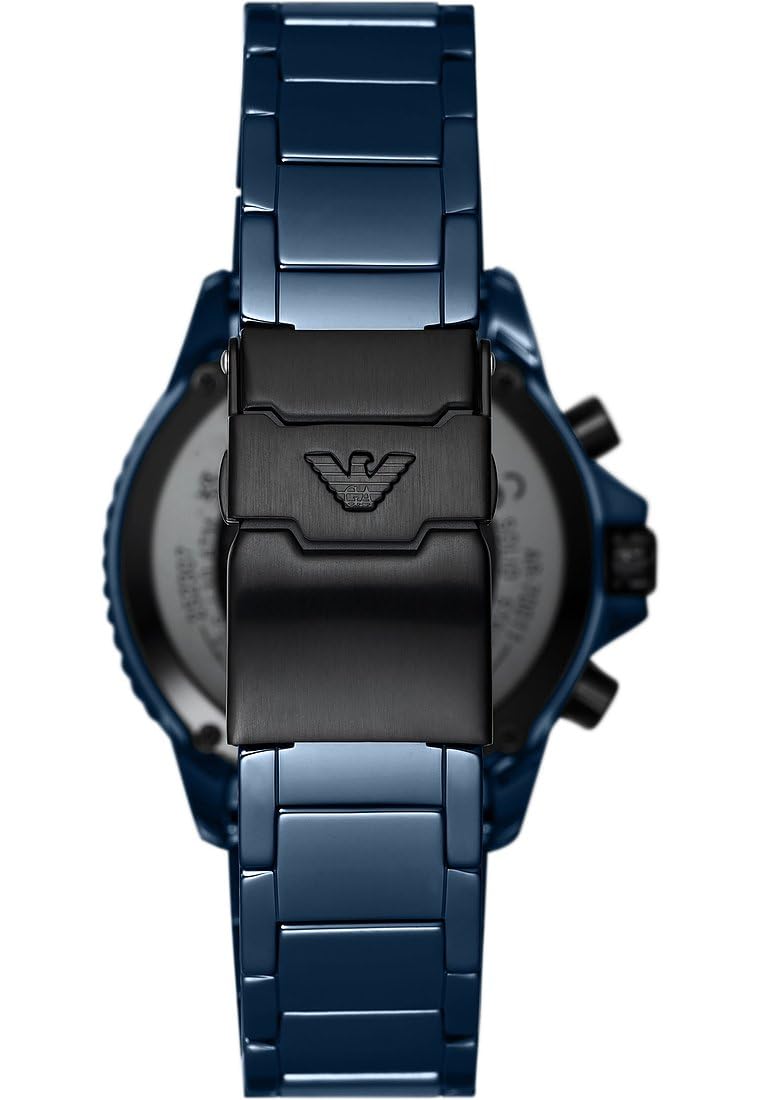 Emporio Armani Reloj Análogico-Digital para Hombres de Automático con Correa en Poliéster AR70009, Azul