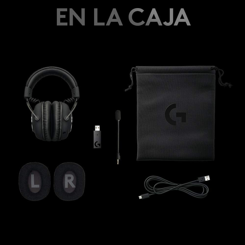 Logitech G PRO X LIGHTSPEED Auriculares inalámbricos para gaming con tecnología de filtro Blue VO!CE, transductores Pro-G de 50mm, DTS Headphone: X 2.0, 20+ horas batería, PC, PS5, PS4, Switch - Negro