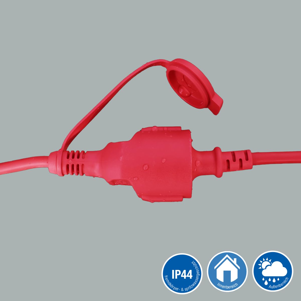 as - Schwabe alargador de Cables 40 m H07RN-F 3G1,5 - Cable de extensión 230 V / 16 A / 3.500 W - con Tapa de protección - Resistente al Polvo y a Las Salpicaduras IP44 - Rojo, 60374