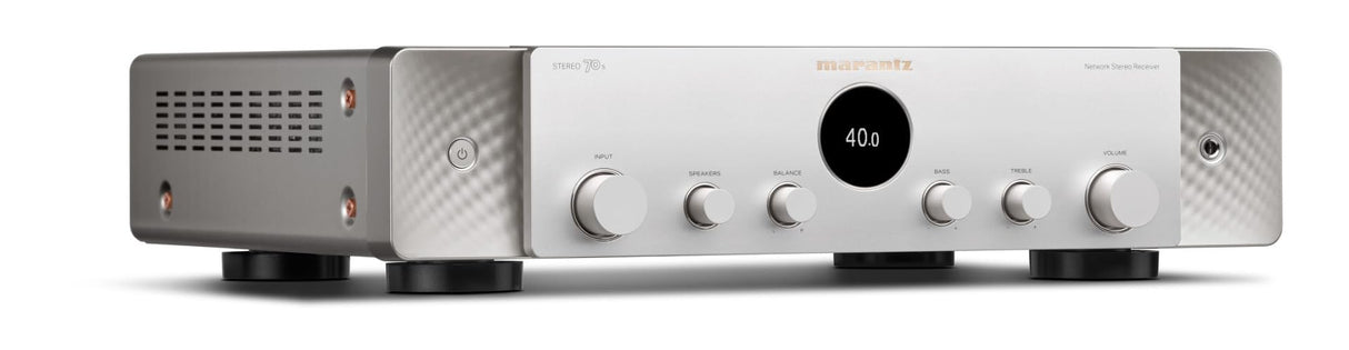 Marantz Stereo 70s Receptor de A/V de 2 Canales con 8K, Streaming HEOS Built-in, Fono y Radio FM/Dab+ - Plata