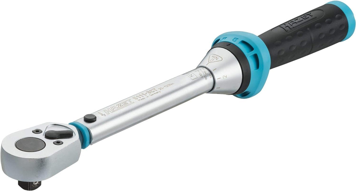 Hazet Llave dinamométrica 5111-3CT, cuadradillo 10mm (3/8 pulgada), carraca reversible min-max: 20 - 120 Nm, herramienta para cambiar neumáticos y trabajar en vehículos de motor/coches y bicicletas