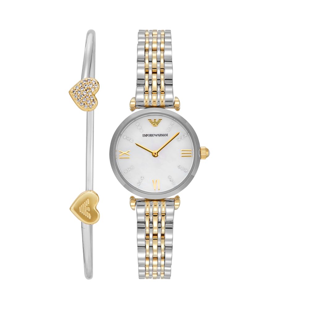Emporio Armani Reloj Analógico para Mujeres de Cuarzo con Correa en Acero Inoxidable AR80078SET