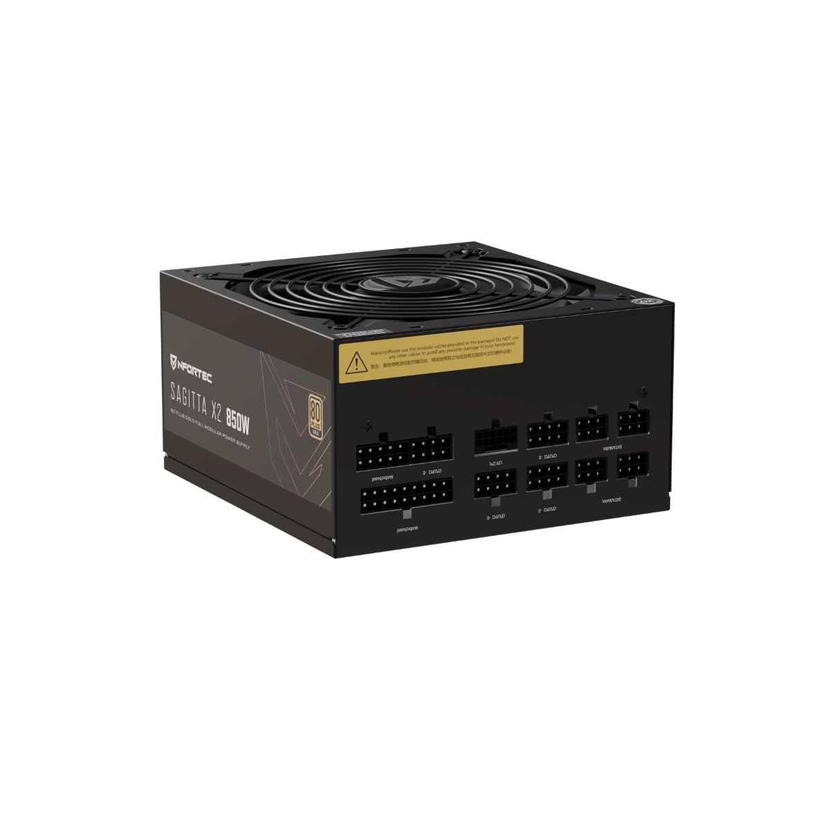 Nfortec Sagitta X2 850W Fuente de alimentación Full Modular 80+ Gold, Ventilador silencioso PCIE 5.1, ATX 3.1, Negro
