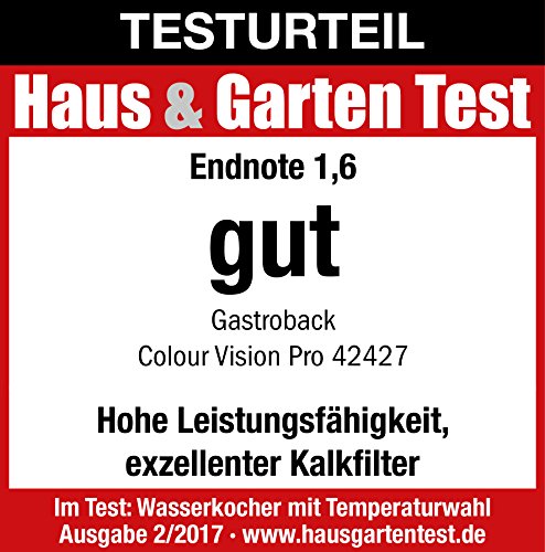 Gastroback Vision Pro 1.5L Hervidor eléctrico, 2400 W, 1.5 litros, 0 Decibeles