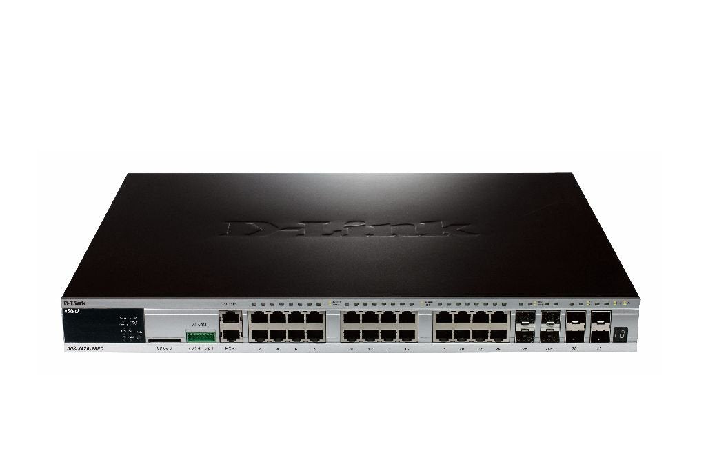 D-Link DGS-3420-28SC - Switch de red (L2, gestionado, 10/100 Mbps, 10/100/1000 Mbps, con conexión de cable), negro