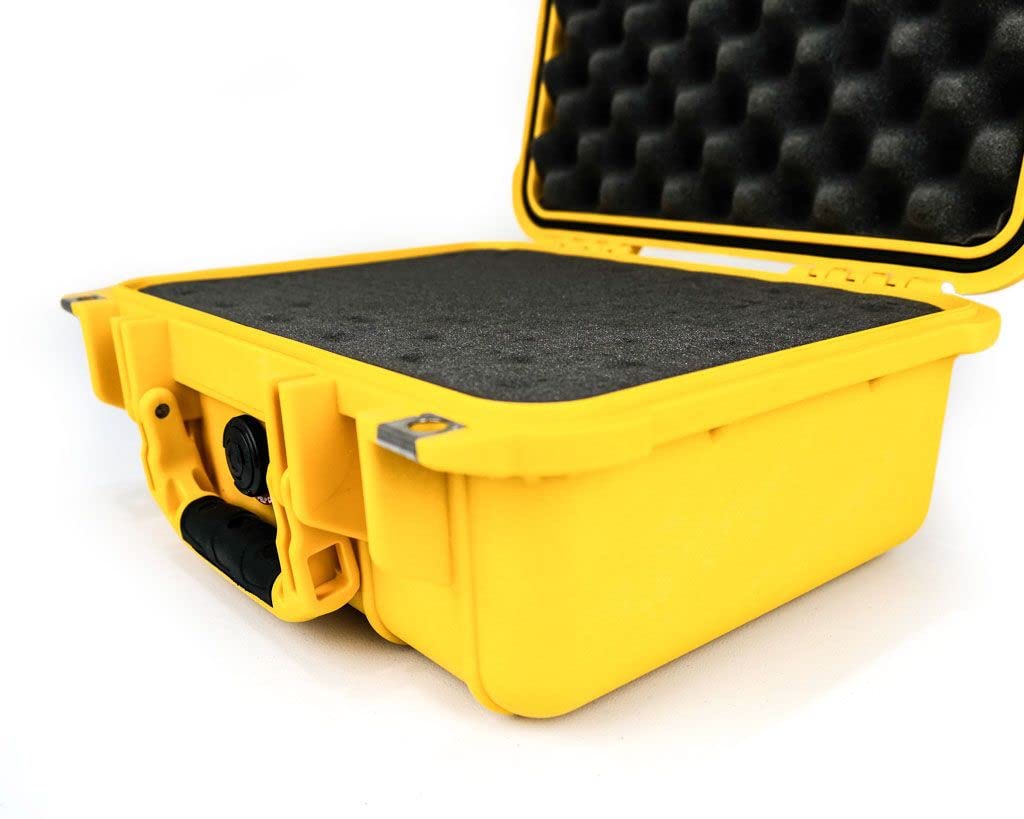 PELI 1400 Maletín técnico para el Transporte de Equipos electrónicos, audiovisuales y fotográficos, IP67 estanco, 9L de Capacidad, Fabricado en Alemania, con Espuma Personalizable, Color Amarillo