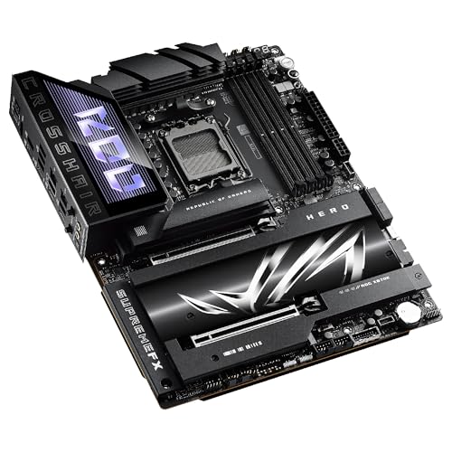 ASUS ROG Crosshair X870E Hero - Placa Base AMD ATX, 18+2+2 etapas de Potencia, DDR5, PCIe 5.0 Compatible con GPU de última generación, Cinco M.2, Wi-Fi 7, USB4, AI Overclocking
