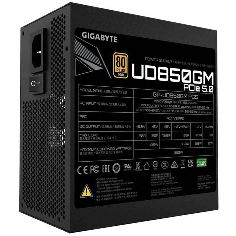 Fuente de Alimentación Gigabyte GP-UD850GM PG5 Negro 850 W 105 W 80 Plus Gold