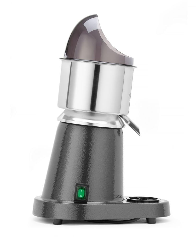 HENDI Exprimidor de cítricos, eléctrico, protección contra salpicaduras, 1500 rpm, 3 conos exprimidores ABS diferentes, 230V, 180W, 308x218x(463), acero inoxidable, policarbonato, plástico ABS