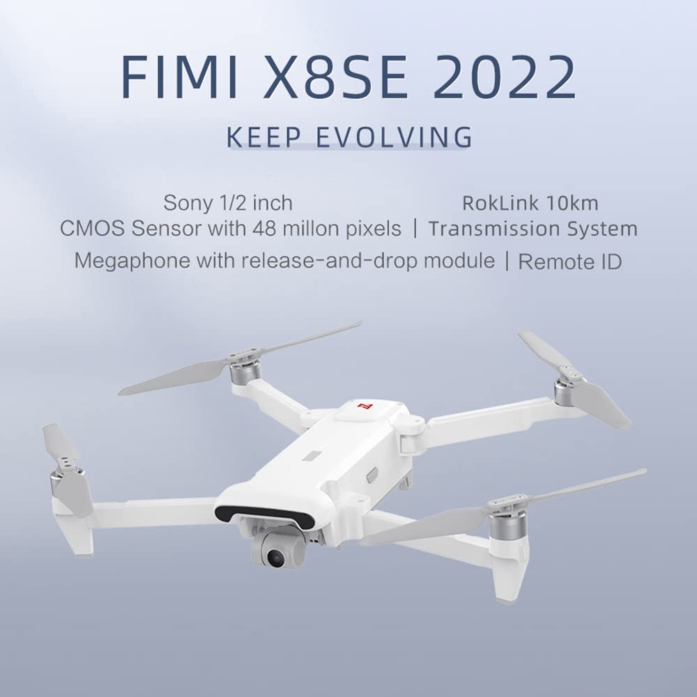 FIMI X8SE 2022 V2 Drones con Cámara EIS 4K HD, 10km Distancia Control, 3 Ejes Cardán, GPS Retorno Inteligente, 35mins Duracion Del Vuelo, Profesional FPV Quadcopter RC Drone (2 Pilas+Altavoces)