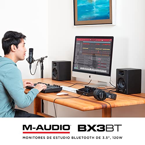 M-AUDIO BX3 BT Par 3.5" 120W Monitores de Estudio, Altavoces Autoamplificados Bluetooth para PC, para producción Musical, Juegos, Streaming, Podcast, DJ