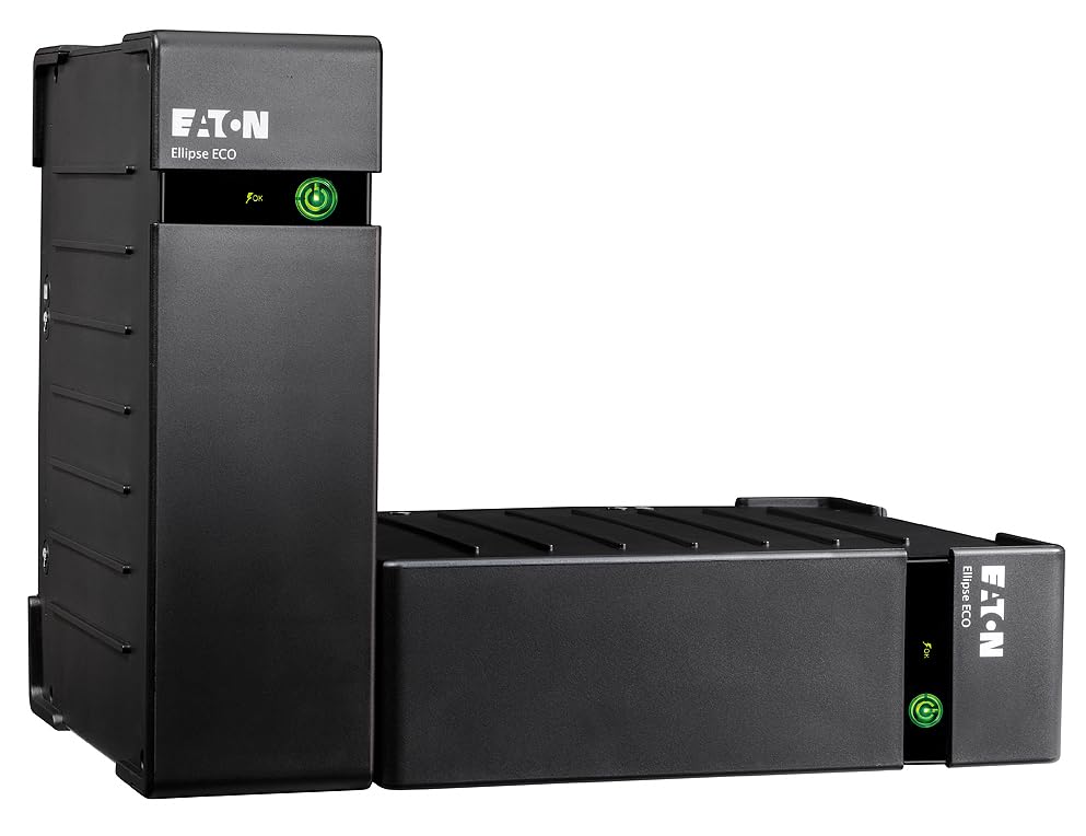Eaton Ellipse Eco 1600 USB DIN - Fuente de alimentación ininterrumpida (SAI) - Potencia 1600 VA con protección de sobretensión (8 Salidas Schuko), Negro