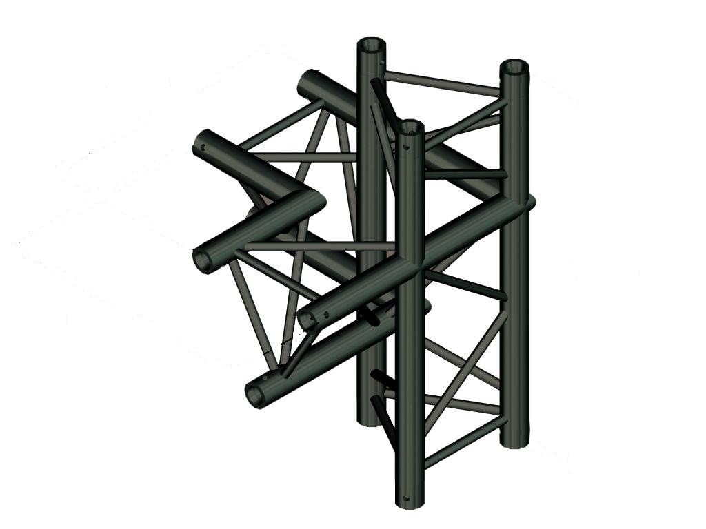Alutruss - Ángulo de Cruz, para Truss Americana, 4 vías, Negro, Derecha, S-PAC-45