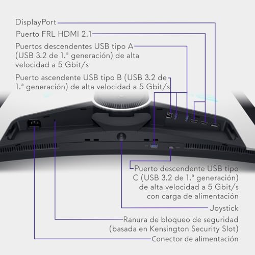 Alienware AW3225QF 32" 4K UHD (3840x2160) 1700R Monitor Gaming Curvo, 240Hz, QD OLED, 0.03ms, NVIDIA G-Sync Compatible, HDR, Dolby Vision, USB-C, DisplayPort, 2X HDMI, 4X USB, 3 Años de Garantía