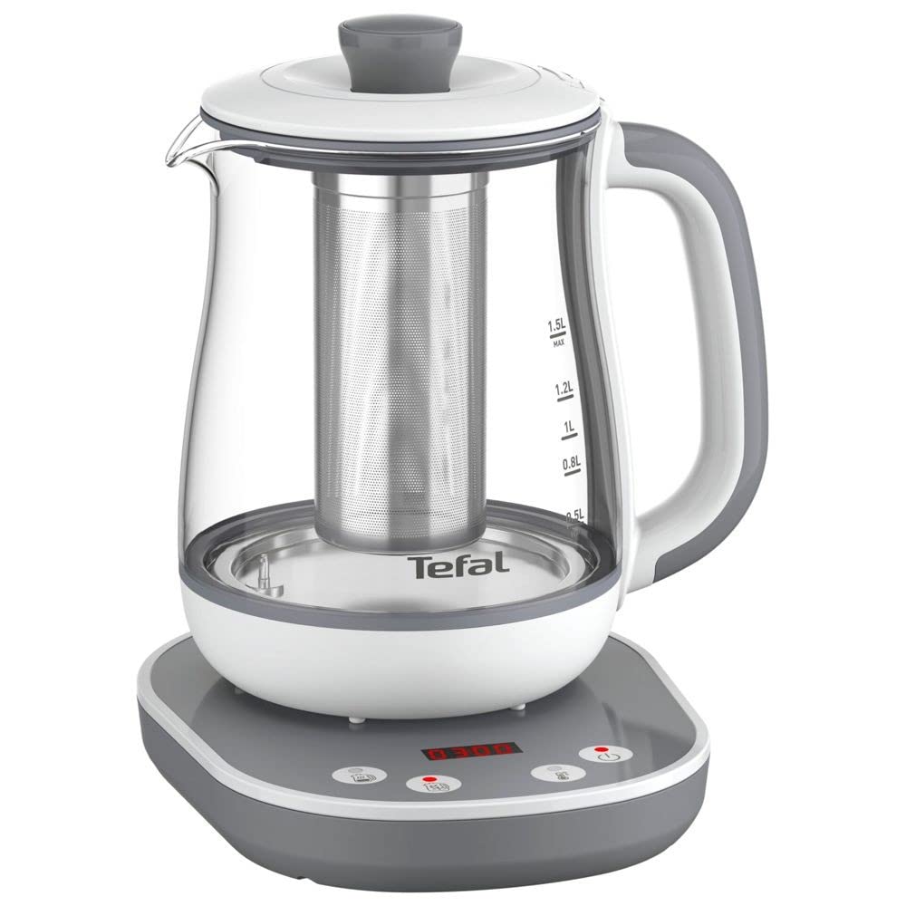 TEFAL BJ551B10 Tastea Machine a the en verre 1,5 L, 8 reglages, Panier a the amovible acier inoxydable, Maintien au chaud, Base