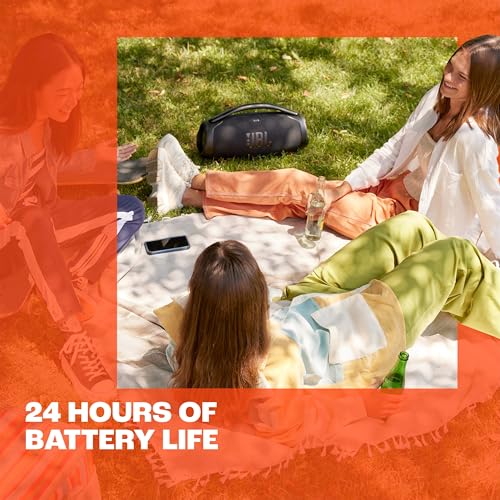 JBL Boombox 3 Wifi Altavoz Bluetooth inalámbrico, resistente al agua y al polvo IP67, con batería de hasta 24 horas de duración, en negro