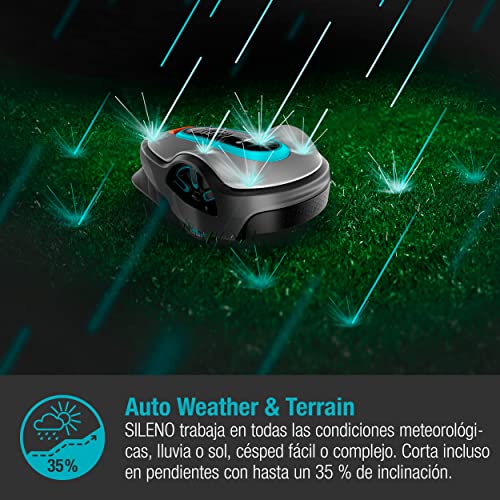 Gardena SILENO life: robot cortacésped para superficies de hasta 750m², función EasyPassage, inclinaciones de hasta el 30%, silencioso (15101-34)