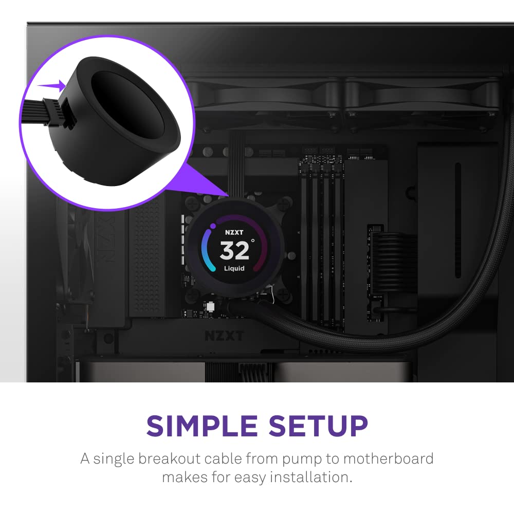 NZXT Kraken Elite 280 RL-KN28E-B1-280mm AIO - Enfriador líquido para CPU - Pantalla LCD personalizable de 2.36 pulgadas para imágenes, métricas de rendimiento y más - Bomba de alto rendimiento - 2