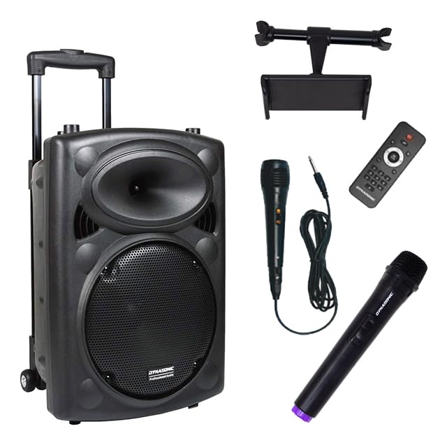 DYNASONIC - DYNAPRO 10 Plus Altavoz Bluetooth Portatil Profesional, Altavoz Bluetooth Potente 500W 2 microfonos Karaoke y Soporte Tablet