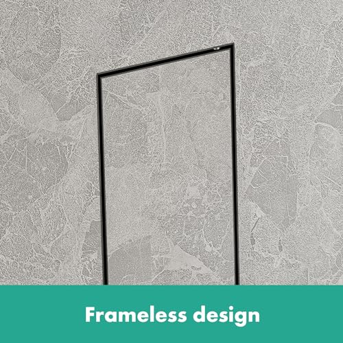 hansgrohe XtraStoris Rock, escobillero baño empotrado con repisa y puerta alicatable, nicho de pared baño, escobilla wc empotrada, escobilla baño empotrada, accesorios baño, negro mate, 56060670