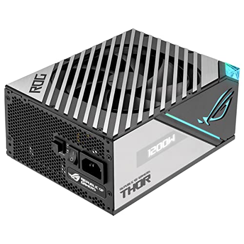 ASUS ROG Thor 1200W Platinum II - Fuente de alimentación Modular (1200 Watt, 80+ Platinum, Lambda A++, Disipadores ROG, Ventilador PWM 135 mm, 0 dB, Pantalla OLED, Cables apantallados, Aura Sync)